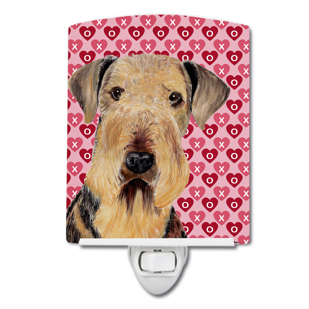 Airedale Hearts Love and Valentine&#39;s Day Portrait Ceramic Night Light SC9266CNL - the-store.com