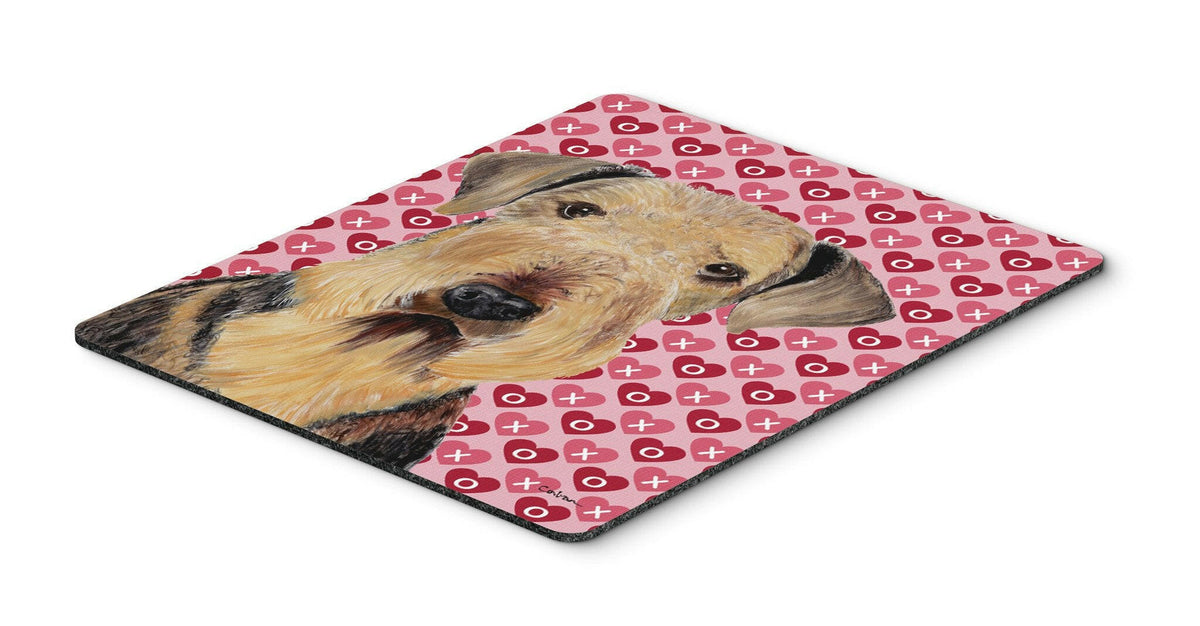 Airedale Hearts Love and Valentine&#39;s Day Portrait Mouse Pad, Hot Pad or Trivet by Caroline&#39;s Treasures