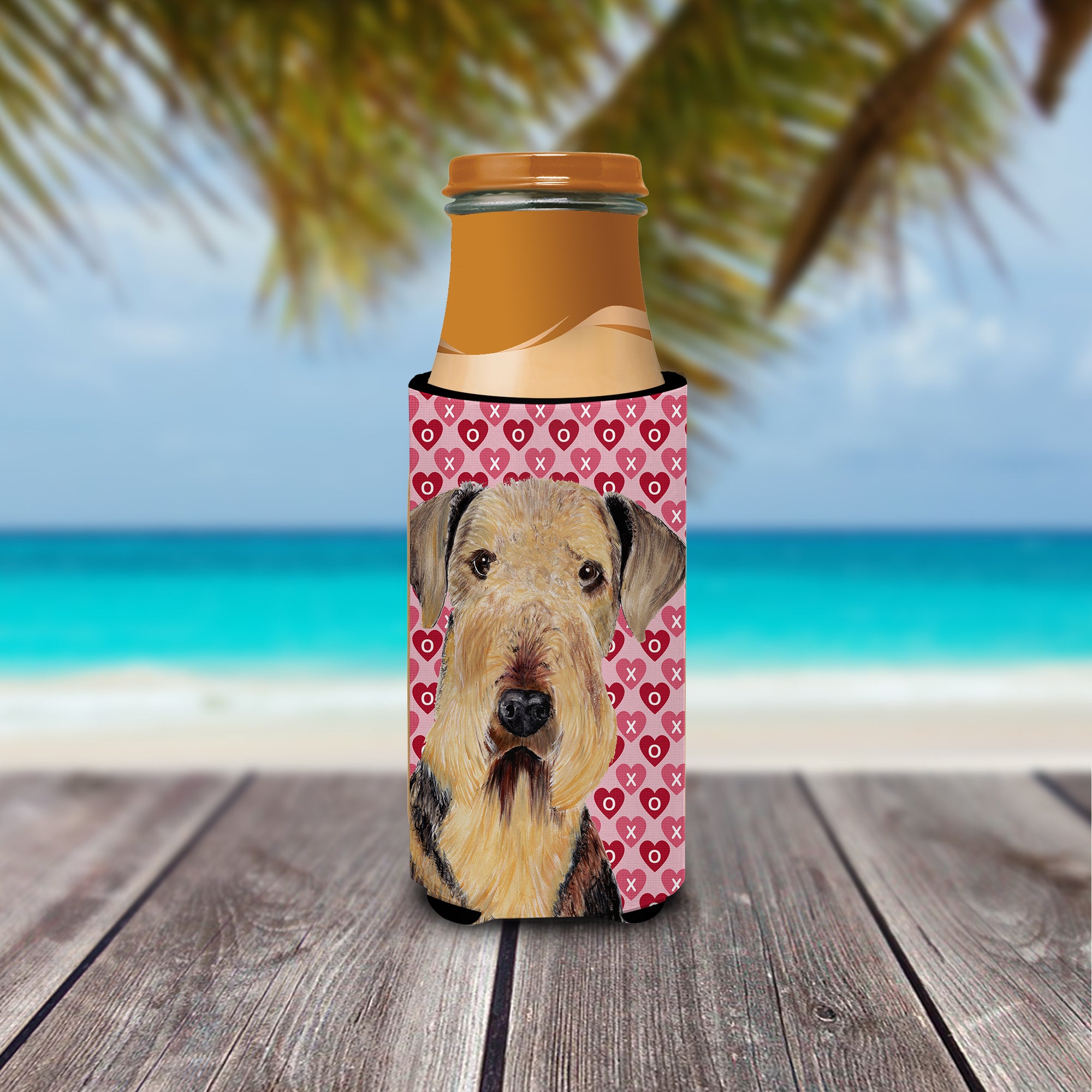 Airedale Hearts Love and Valentine's Day Portrait Ultra Beverage Insulators for slim cans SC9266MUK