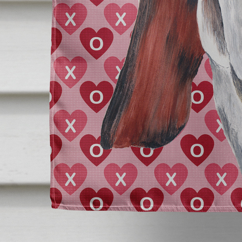 Basset Hound Hearts Love and Valentine's Day Portrait Flag Canvas House Size