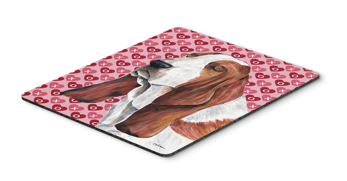 Basset Hound Hearts Love and Valentine&#39;s Day Mouse Pad, Hot Pad or Trivet by Caroline&#39;s Treasures