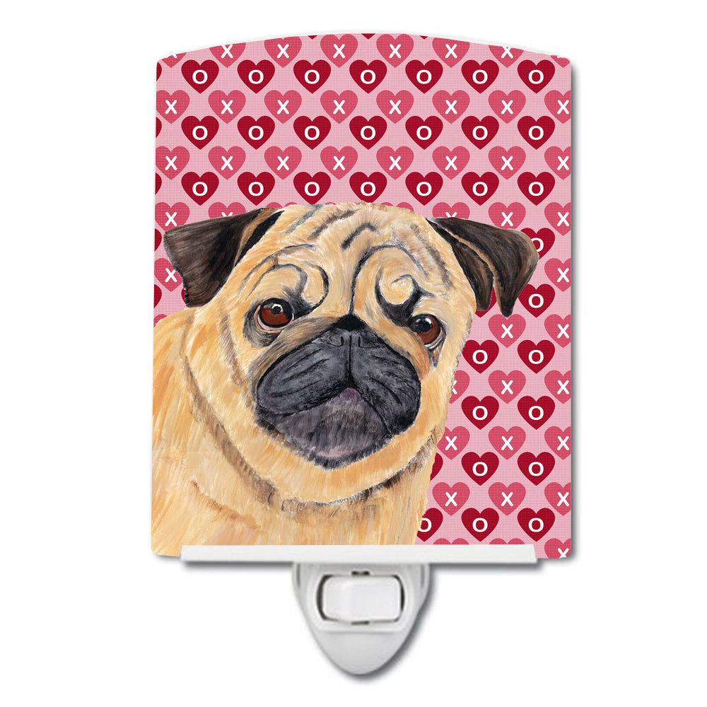 Pug Hearts Love and Valentine's Day Portrait Ceramic Night Light SC9268CNL - the-store.com