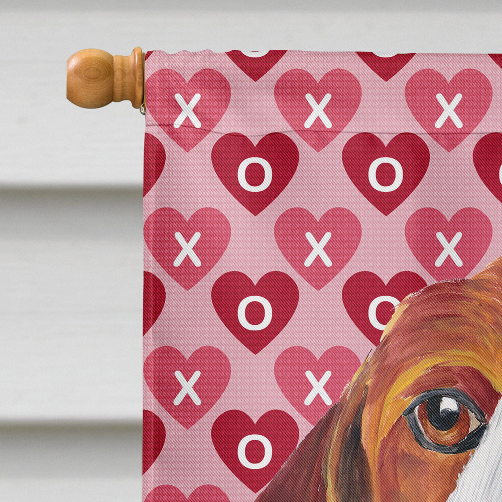 Beagle Hearts Love and Valentine's Day Portrait Flag Canvas House Size  the-store.com.