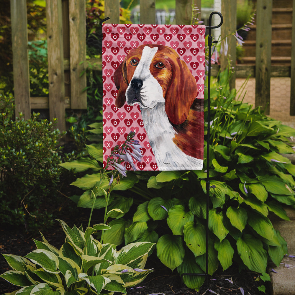 Beagle Hearts Love and Valentine's Day Portrait Flag Garden Size.