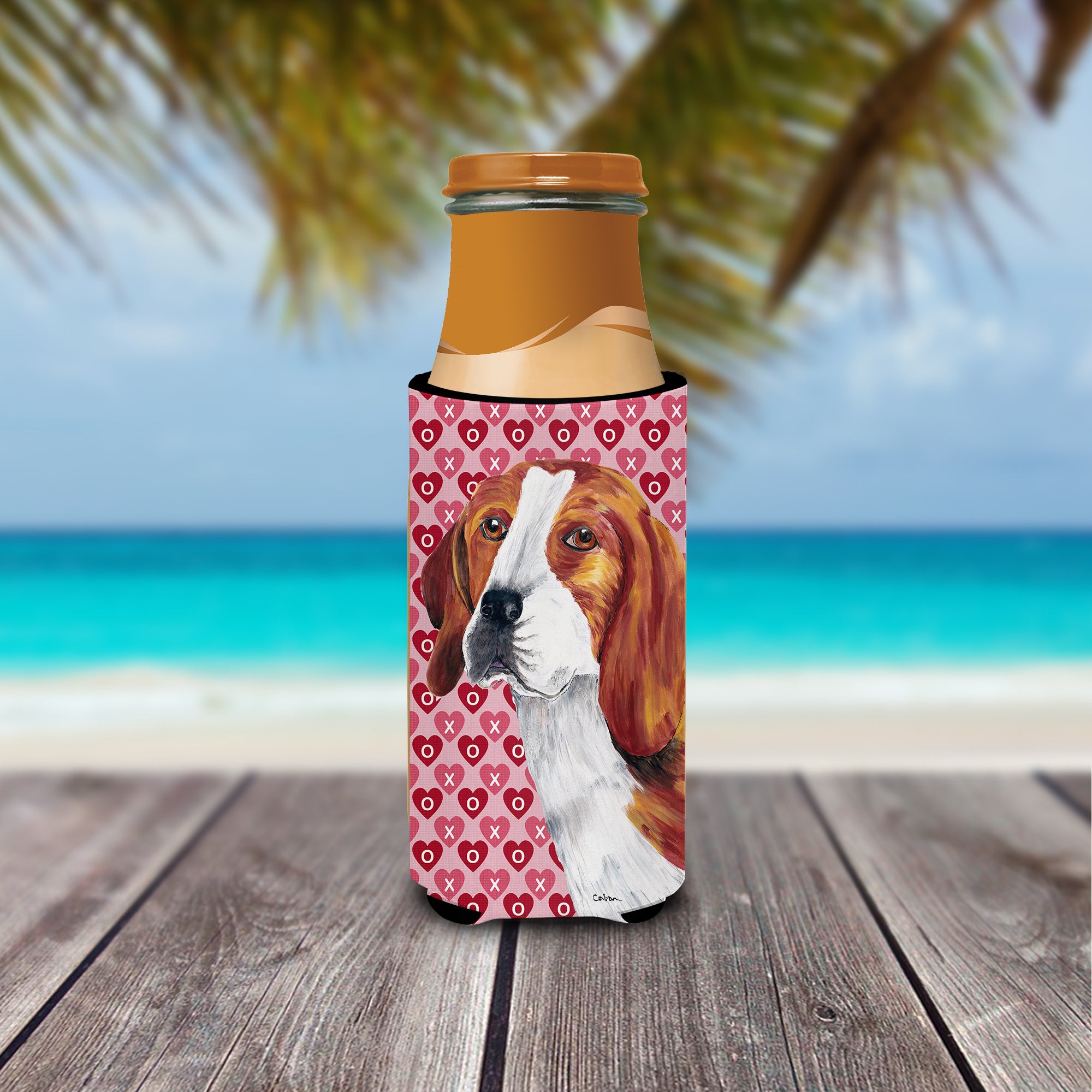Beagle Hearts Love and Valentine's Day Portrait Ultra Beverage Insulators for slim cans SC9270MUK