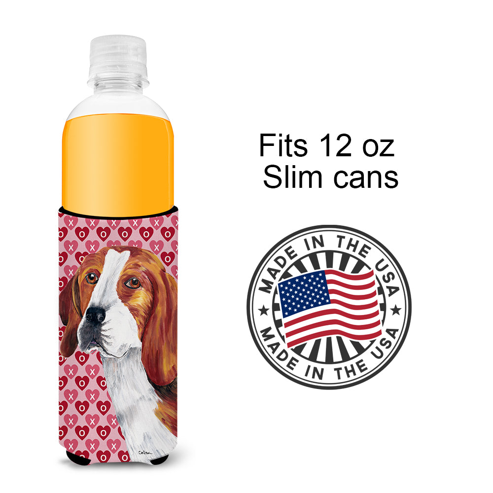 Beagle Hearts Love and Valentine's Day Portrait Ultra Beverage Insulators for slim cans SC9270MUK