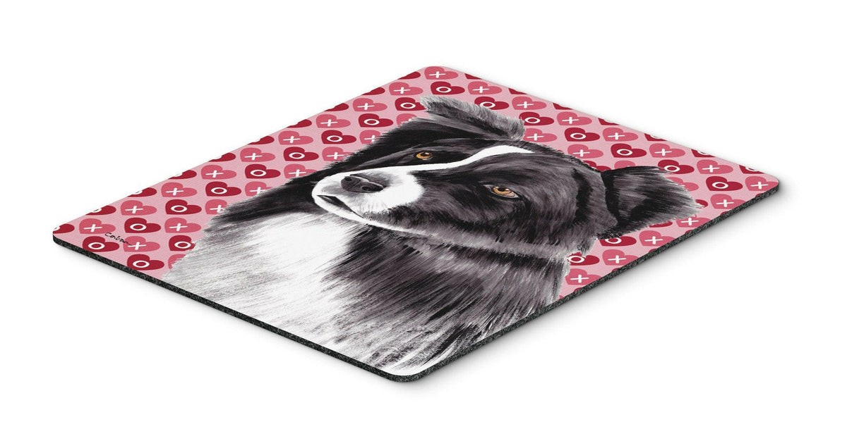 Border Collie Hearts Love and Valentine&#39;s Day Mouse Pad, Hot Pad or Trivet by Caroline&#39;s Treasures
