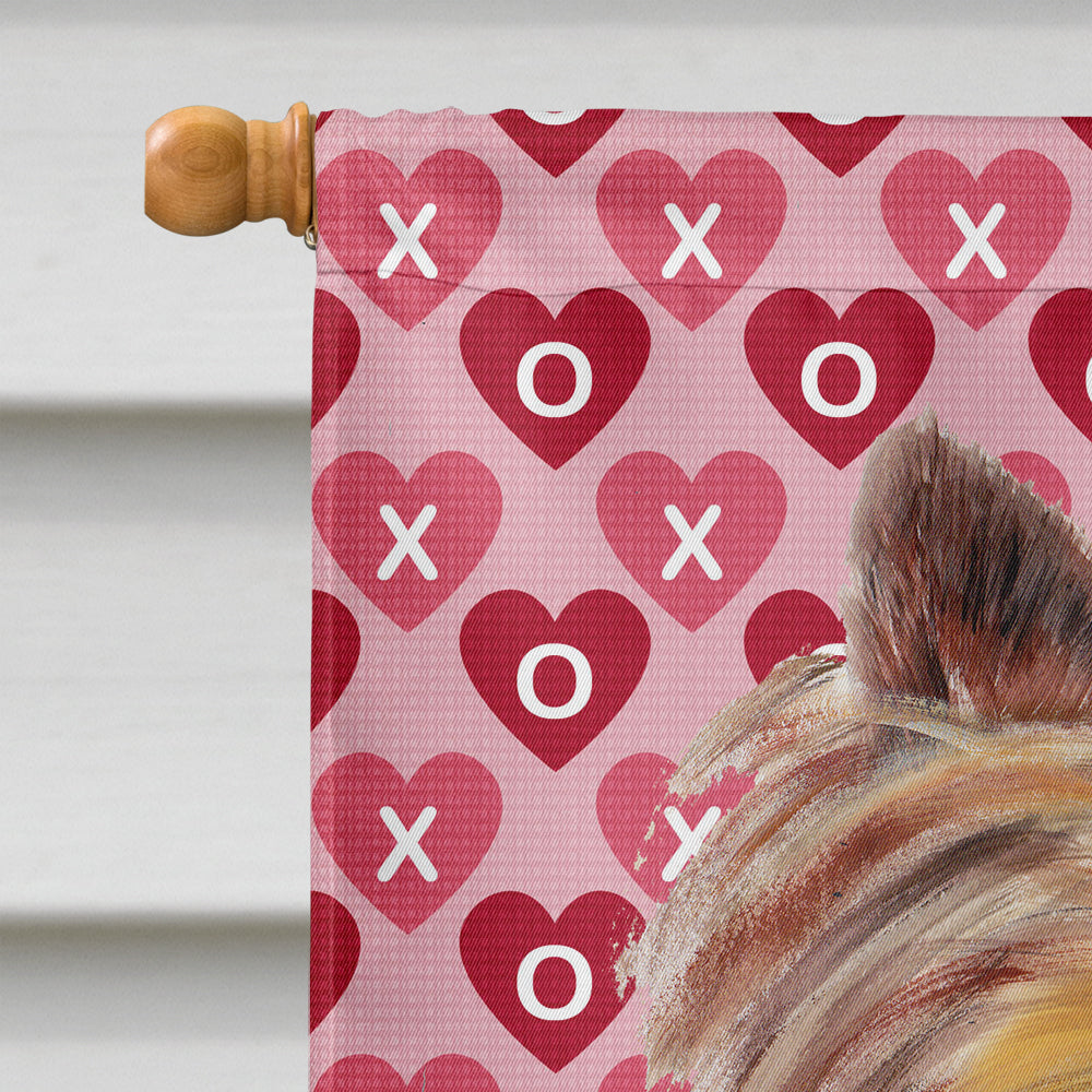 Yorkie Hearts Love and Valentine's Day Portrait Flag Canvas House Size
