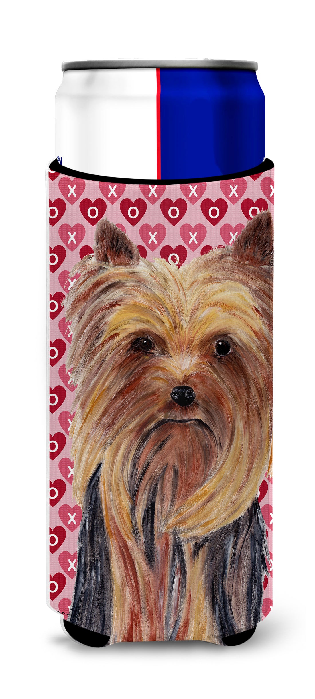 Yorkie Hearts Love and Valentine's Day Portrait Ultra Beverage Insulators for slim cans SC9274MUK.