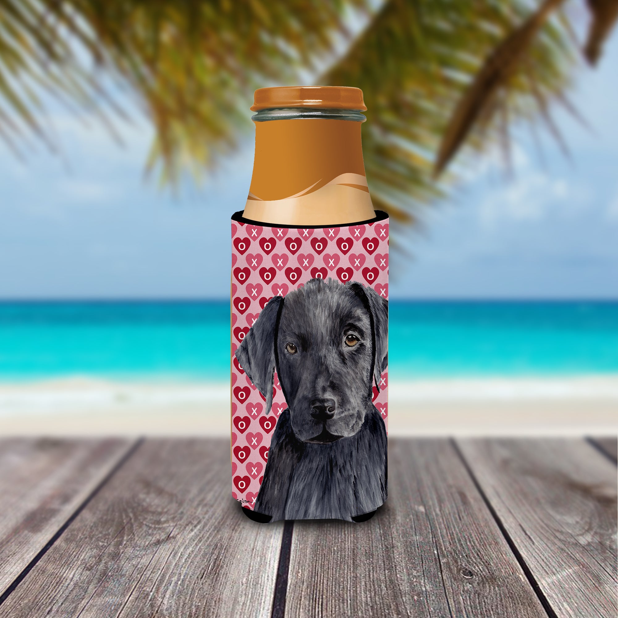 Labrador Black Hearts Love Valentine's Day Ultra Beverage Insulators for slim cans SC9275MUK.