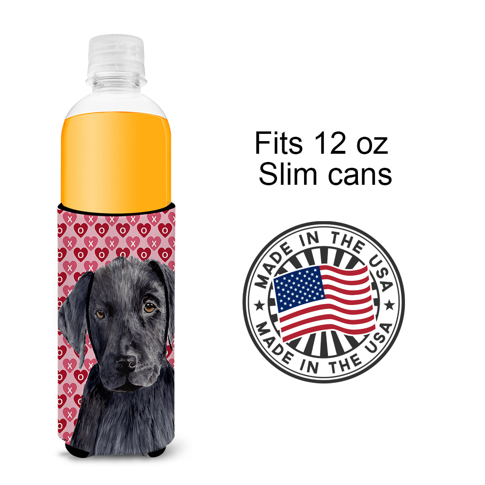 Labrador Black Hearts Love Valentine's Day Ultra Beverage Insulators for slim cans SC9275MUK.
