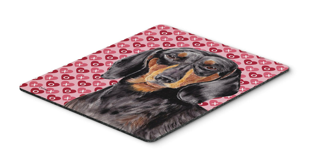 Dachshund Black and Tan Hearts Love Valentine&#39;s Day Mouse Pad, Hot Pad Trivet by Caroline&#39;s Treasures