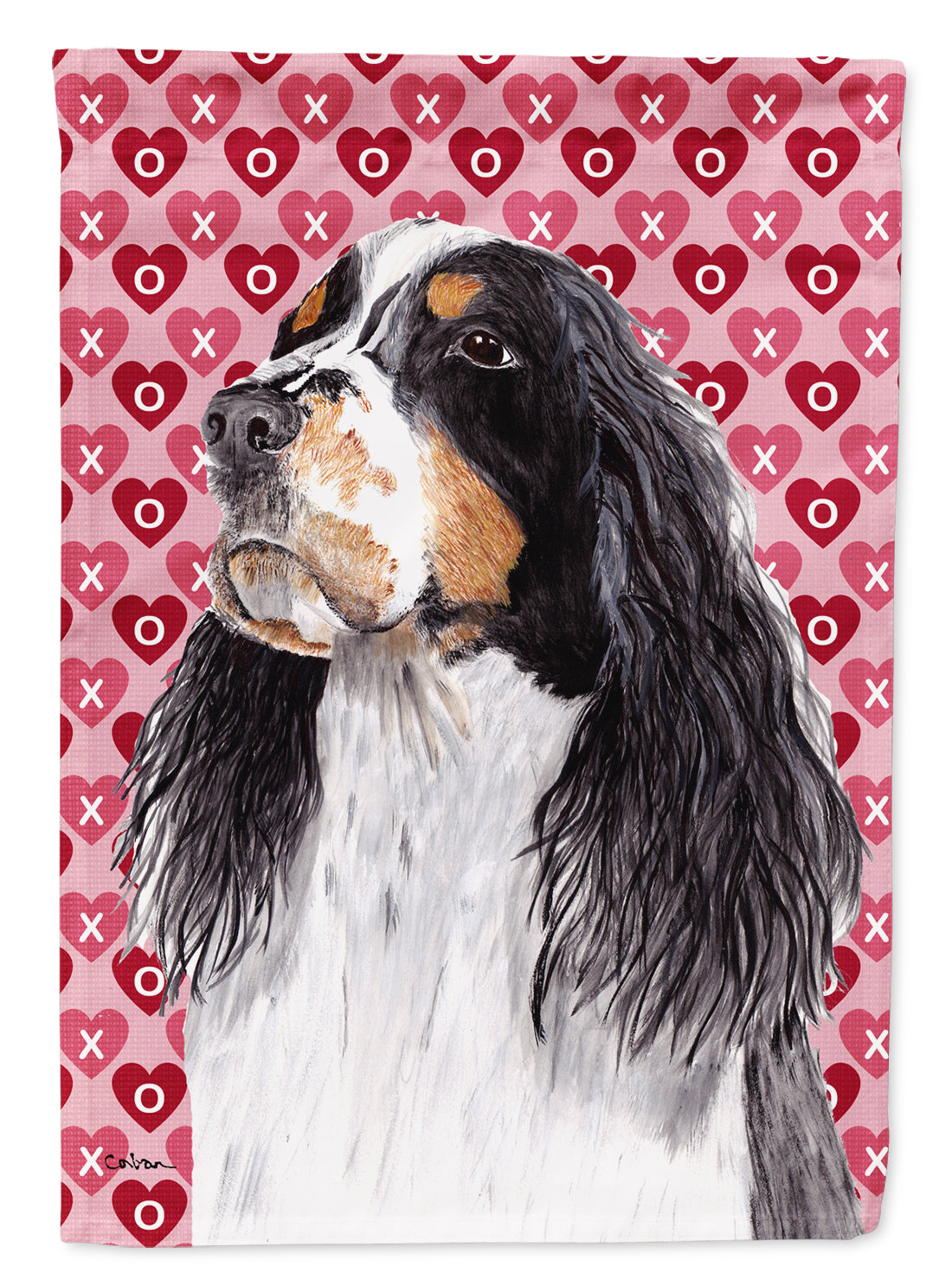 Springer Spaniel Hearts Love and Valentine&#39;s Day  Flag Canvas House Size  the-store.com.