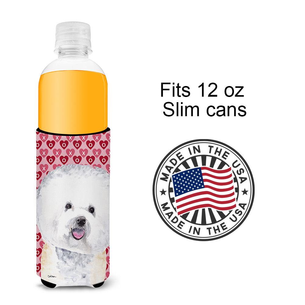 Bichon Frise Hearts Love and Valentine's Day Portrait Ultra Beverage Insulators for slim cans SC9278MUK.