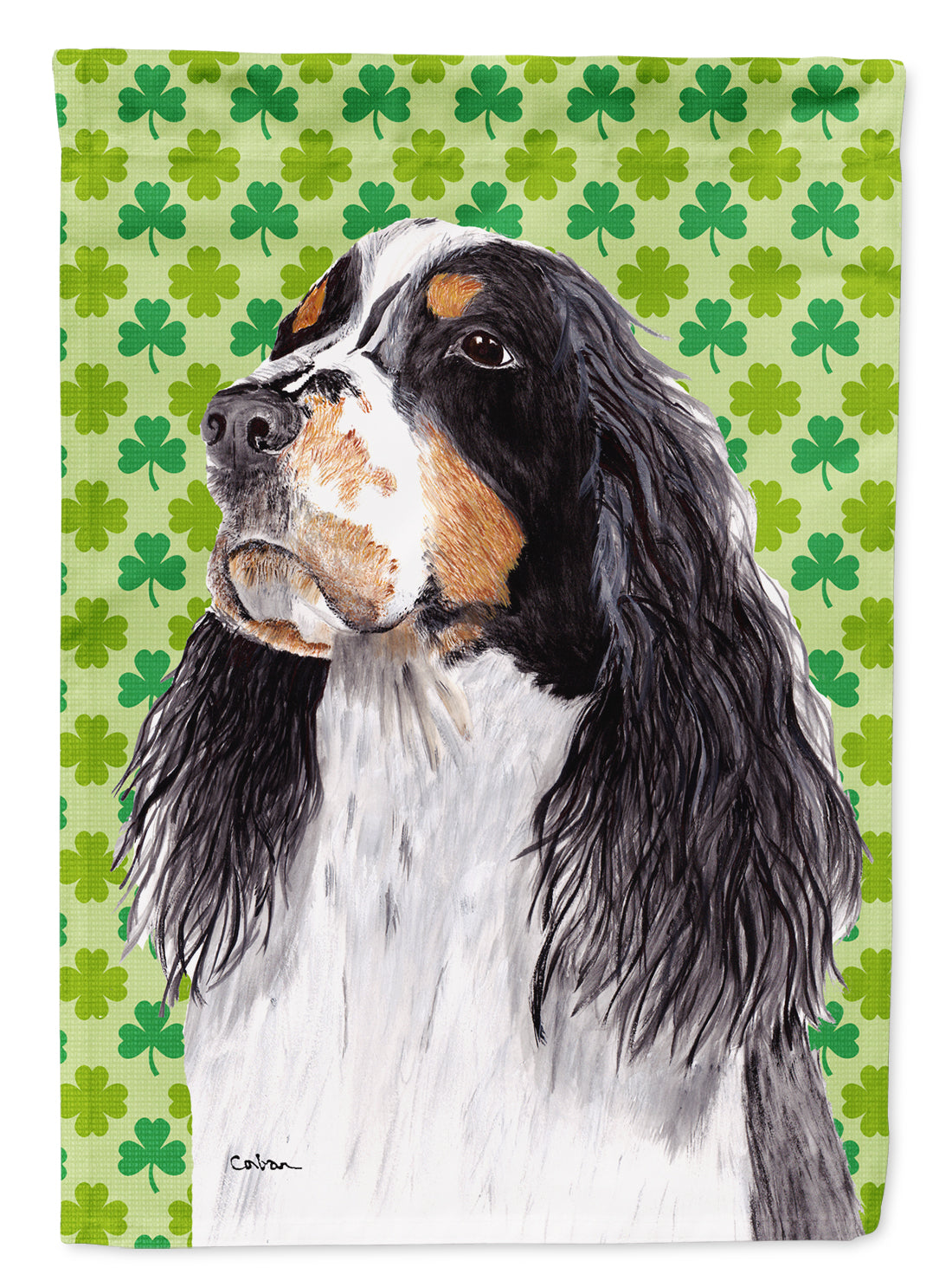 Springer Spaniel St. Patrick&#39;s Day Shamrock Portrait Flag Canvas House Size