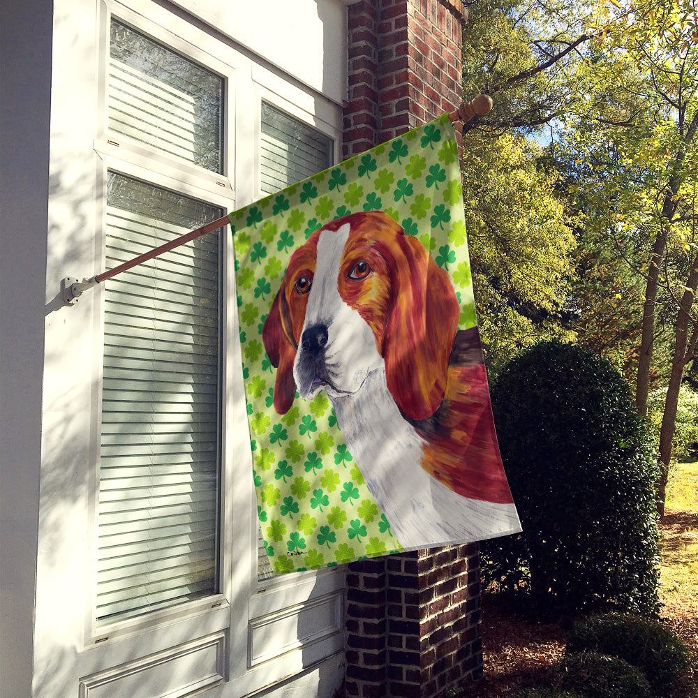 Beagle St. Patrick's Day Shamrock Portrait Flag Canvas House Size  the-store.com.