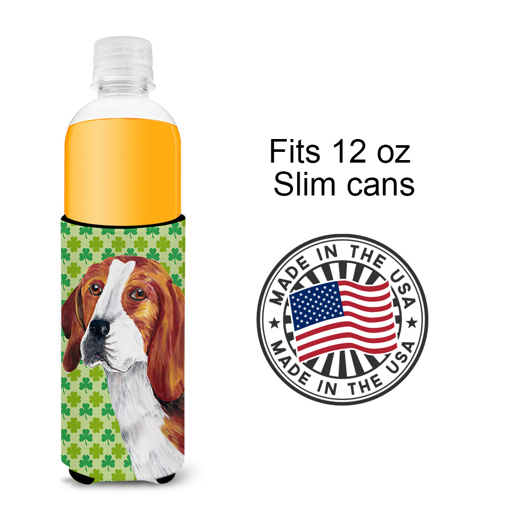Beagle St. Patrick's Day Shamrock Portrait Ultra Beverage Insulators for slim cans SC9289MUK.