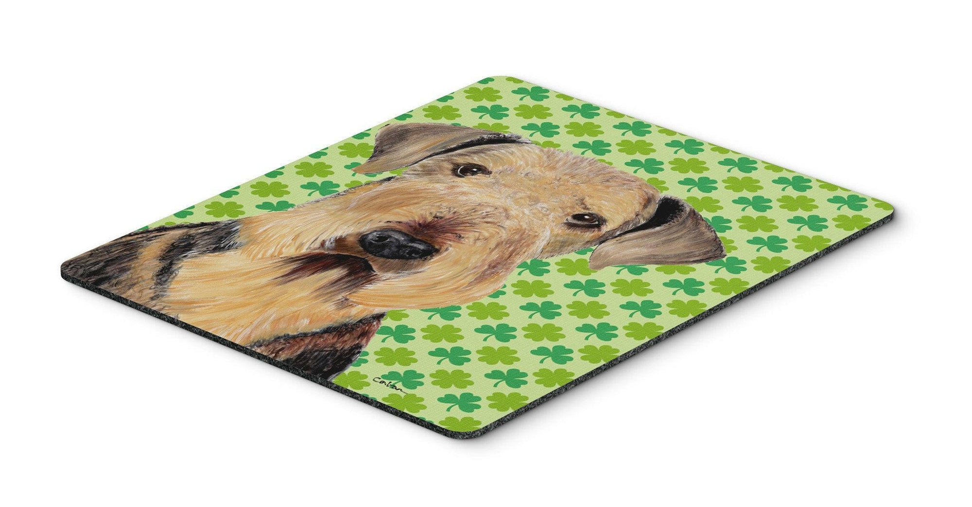 Airedale St. Patrick's Day Shamrock Portrait Mouse Pad, Hot Pad or Trivet by Caroline's Treasures