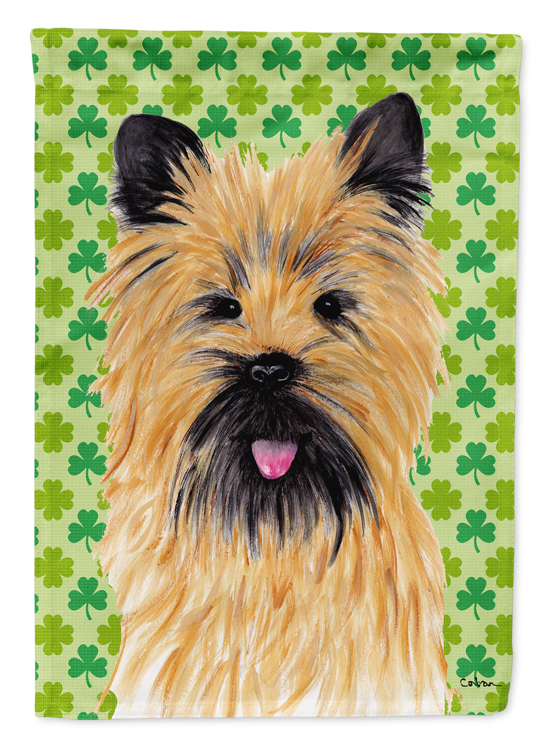 Cairn Terrier St. Patrick&#39;s Day Shamrock Portrait Flag Canvas House Size  the-store.com.