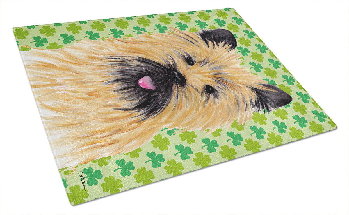 Cairn Terrier St. Patrick&#39;s Day Shamrock Portrait Glass Cutting Board Large by Caroline&#39;s Treasures
