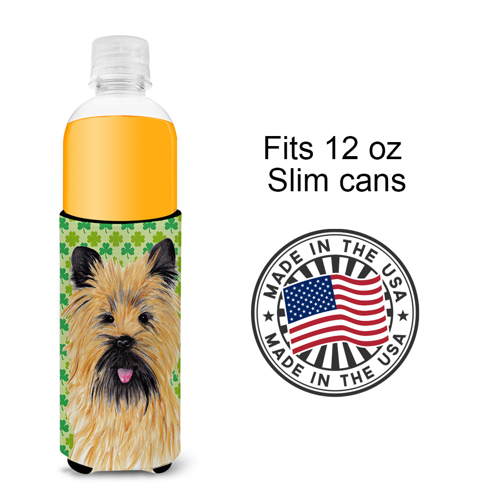 Cairn Terrier St. Patrick's Day Shamrock Portrait Ultra Beverage Insulators for slim cans SC9295MUK.