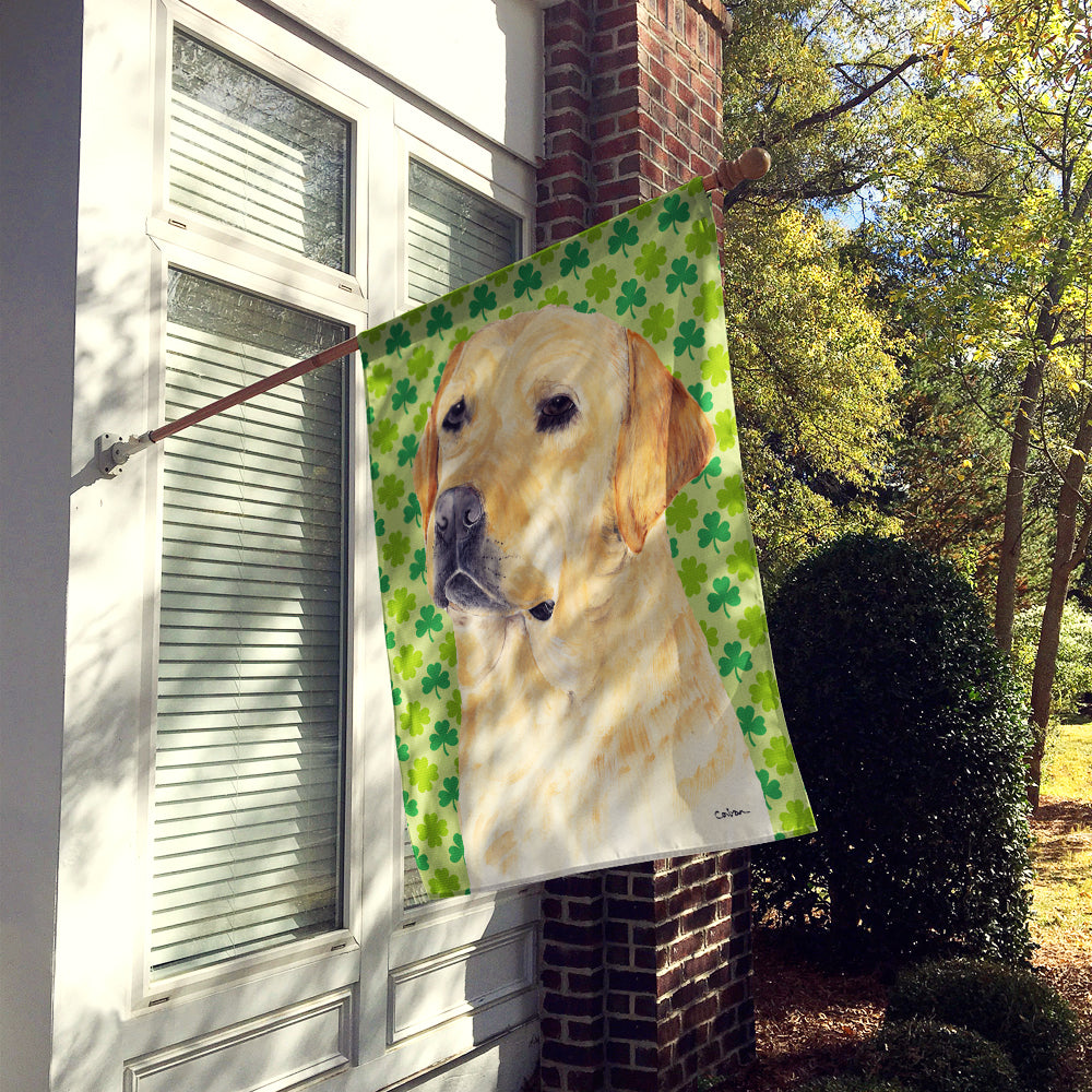 Labrador Yellow St. Patrick's Day Shamrock Flag Canvas House Size  the-store.com.
