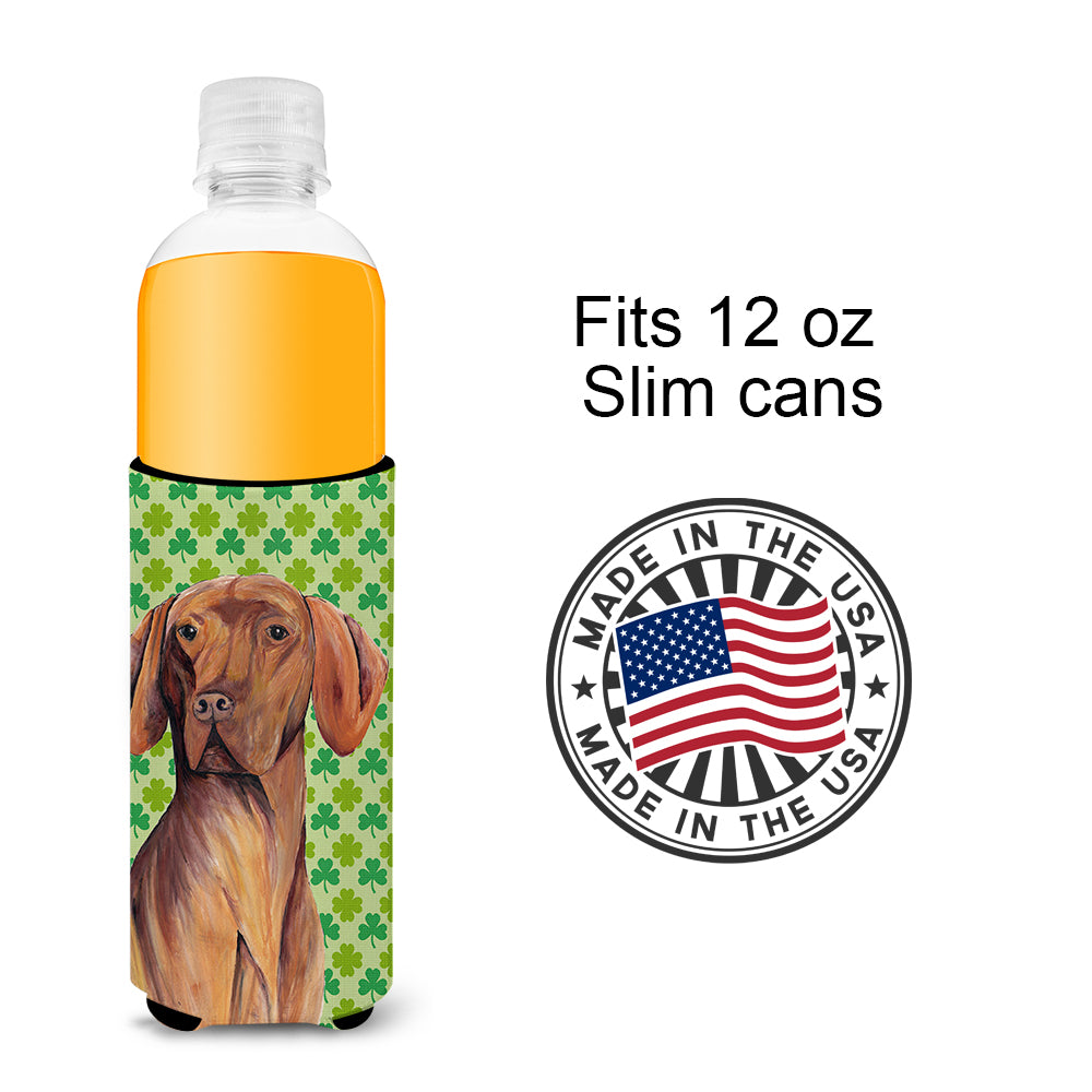 Vizsla St. Patrick's Day Shamrock Portrait Ultra Beverage Insulators for slim cans SC9298MUK.