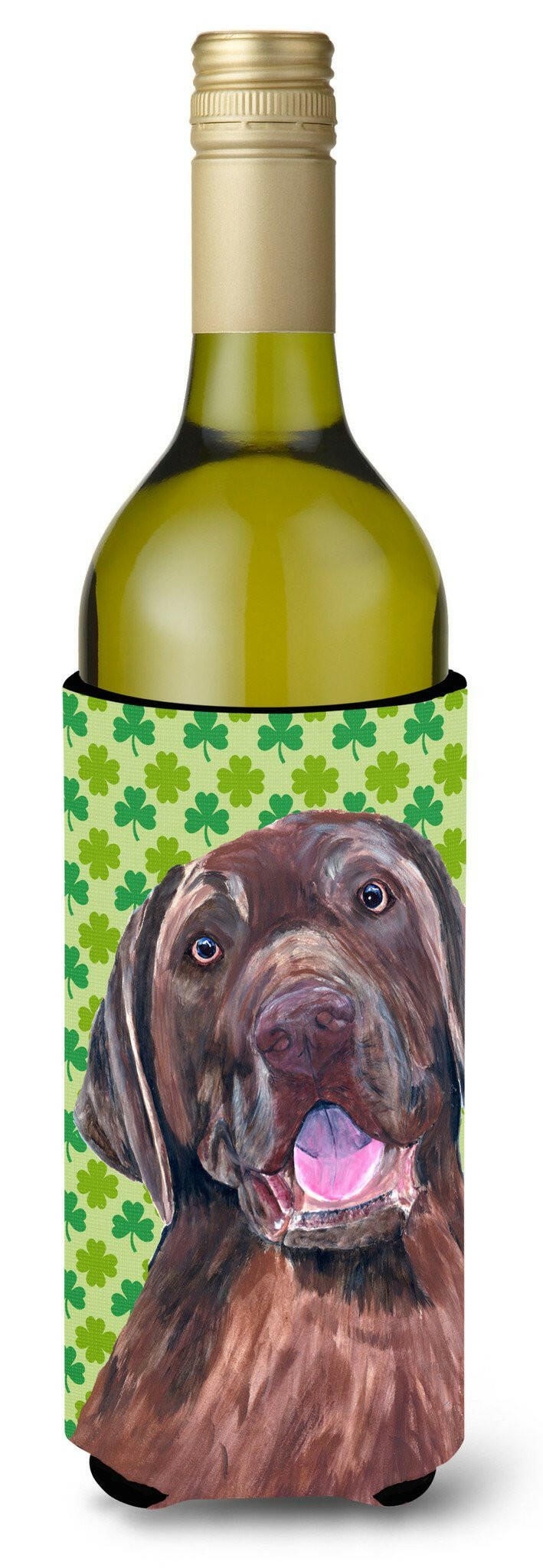 Labrador Chocolate St. Patrick&#39;s Day Shamrock  Wine Bottle Beverage Insulator Beverage Insulator Hugger by Caroline&#39;s Treasures