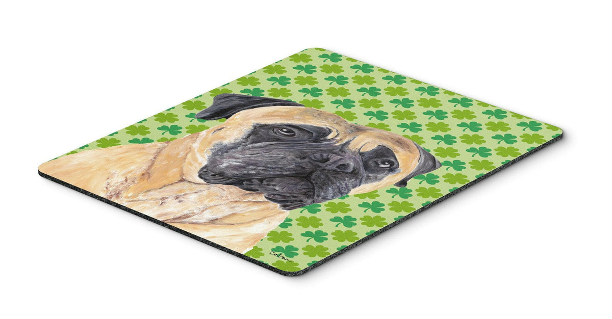 Mastiff St. Patrick&#39;s Day Shamrock Portrait Mouse Pad, Hot Pad or Trivet by Caroline&#39;s Treasures