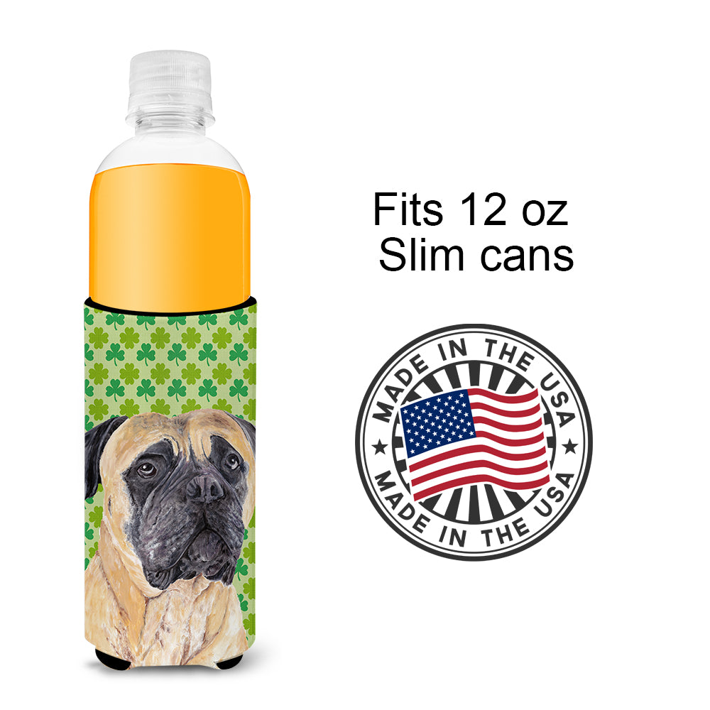 Mastiff St. Patrick's Day Shamrock Portrait Ultra Beverage Insulators for slim cans SC9305MUK.