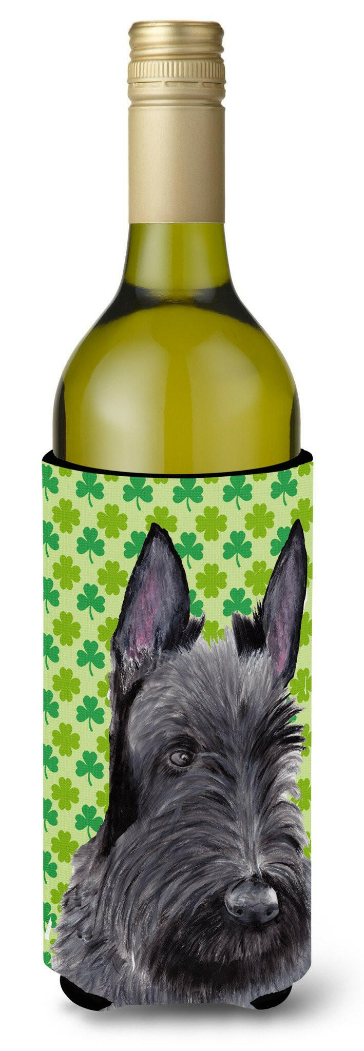 Scottish Terrier St. Patrick&#39;s Day Shamrock Portrait Wine Bottle Beverage Insulator Beverage Insulator Hugger by Caroline&#39;s Treasures