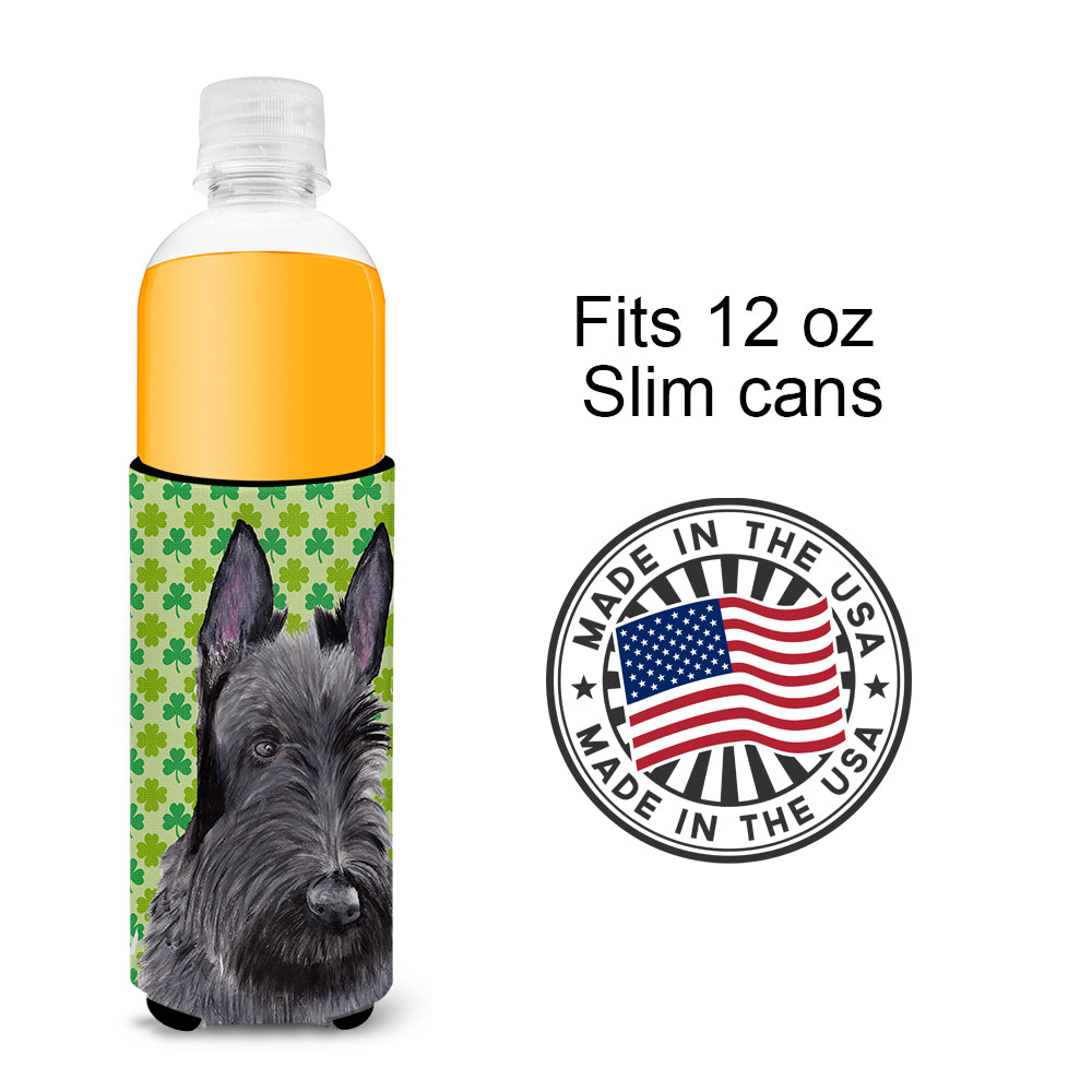 Scottish Terrier St. Patrick's Day Shamrock Portrait Ultra Beverage Insulators for slim cans SC9306MUK.