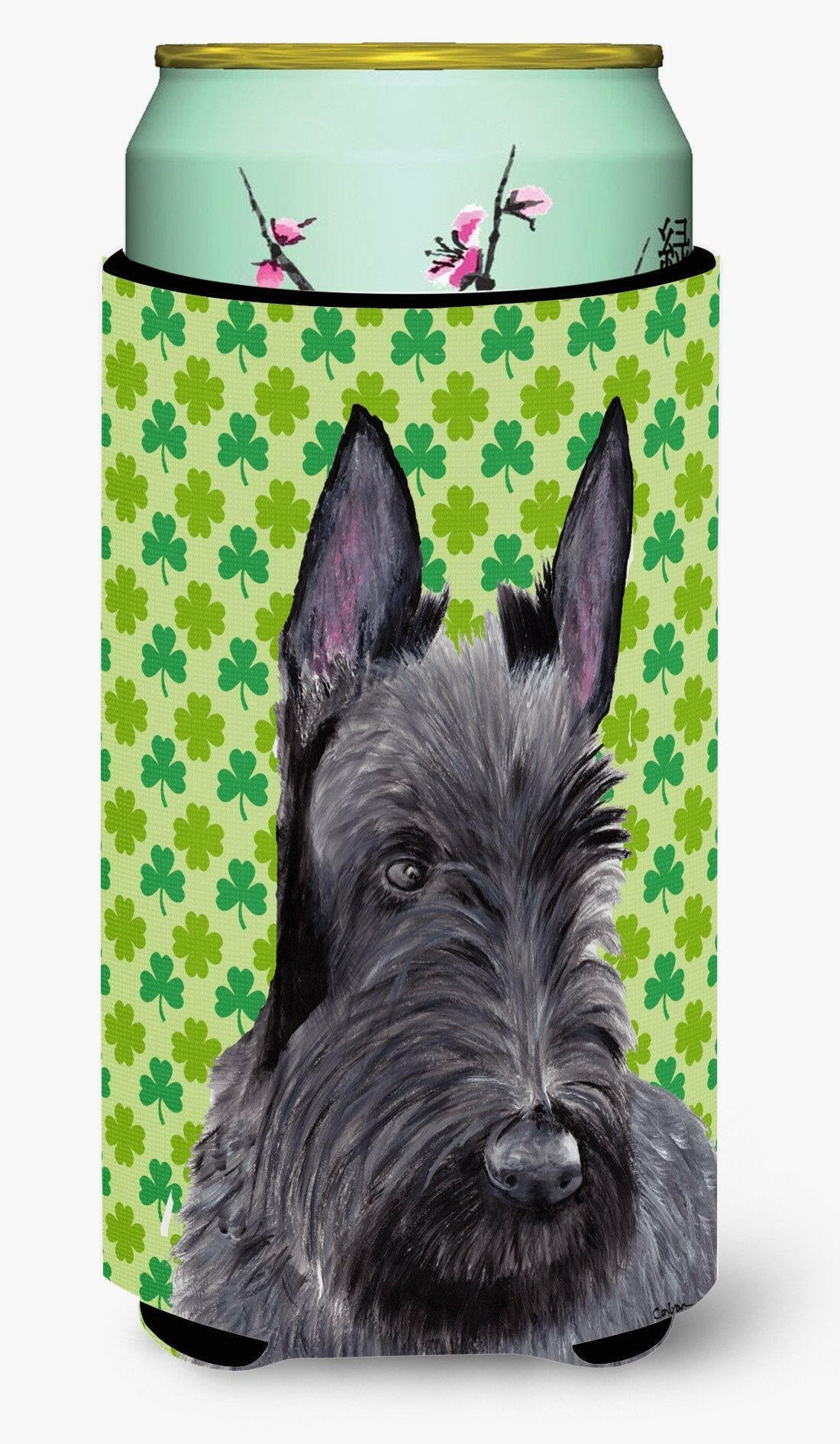 Scottish Terrier St. Patrick&#39;s Day Shamrock Portrait  Tall Boy Beverage Insulator Beverage Insulator Hugger by Caroline&#39;s Treasures
