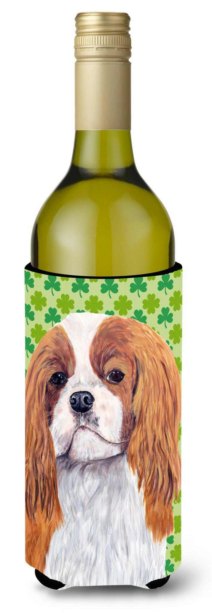 Cavalier Spaniel St. Patrick&#39;s Day Shamrock Portrait Wine Bottle Beverage Insulator Beverage Insulator Hugger by Caroline&#39;s Treasures