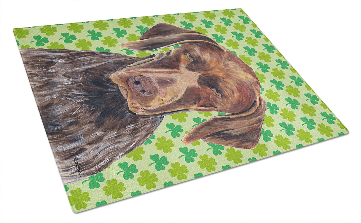 German Shorthaired Pointer St. Patrick&#39;s Day Shamrock Glass Cutting Board Large by Caroline&#39;s Treasures