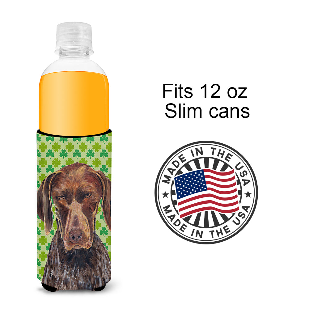 German Shorthaired Pointer St. Patrick's Day Shamrock Portrait Ultra Beverage Insulators for slim cans SC9315MUK.