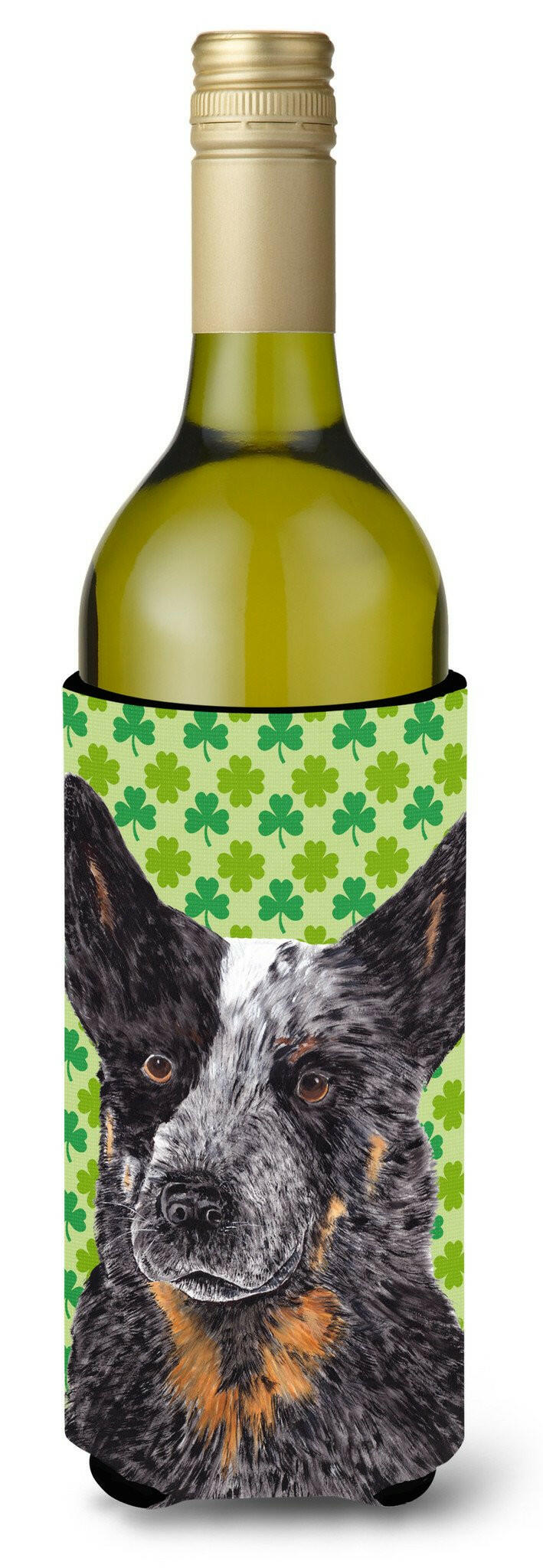 Australian Cattle Dog St. Patrick&#39;s Day Shamrock Wine Bottle Beverage Insulator Beverage Insulator Hugger by Caroline&#39;s Treasures