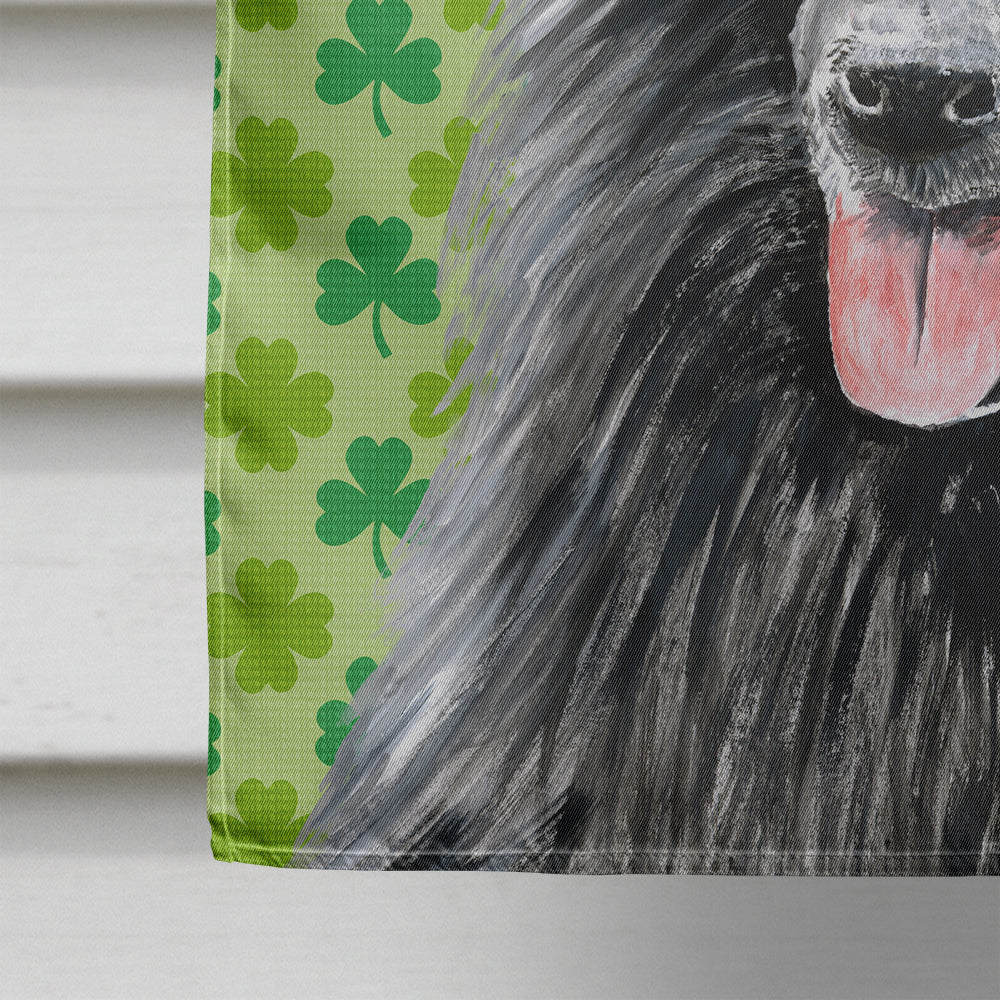 Belgian Sheepdog St. Patrick's Day Shamrock Portrait Flag Canvas House Size  the-store.com.