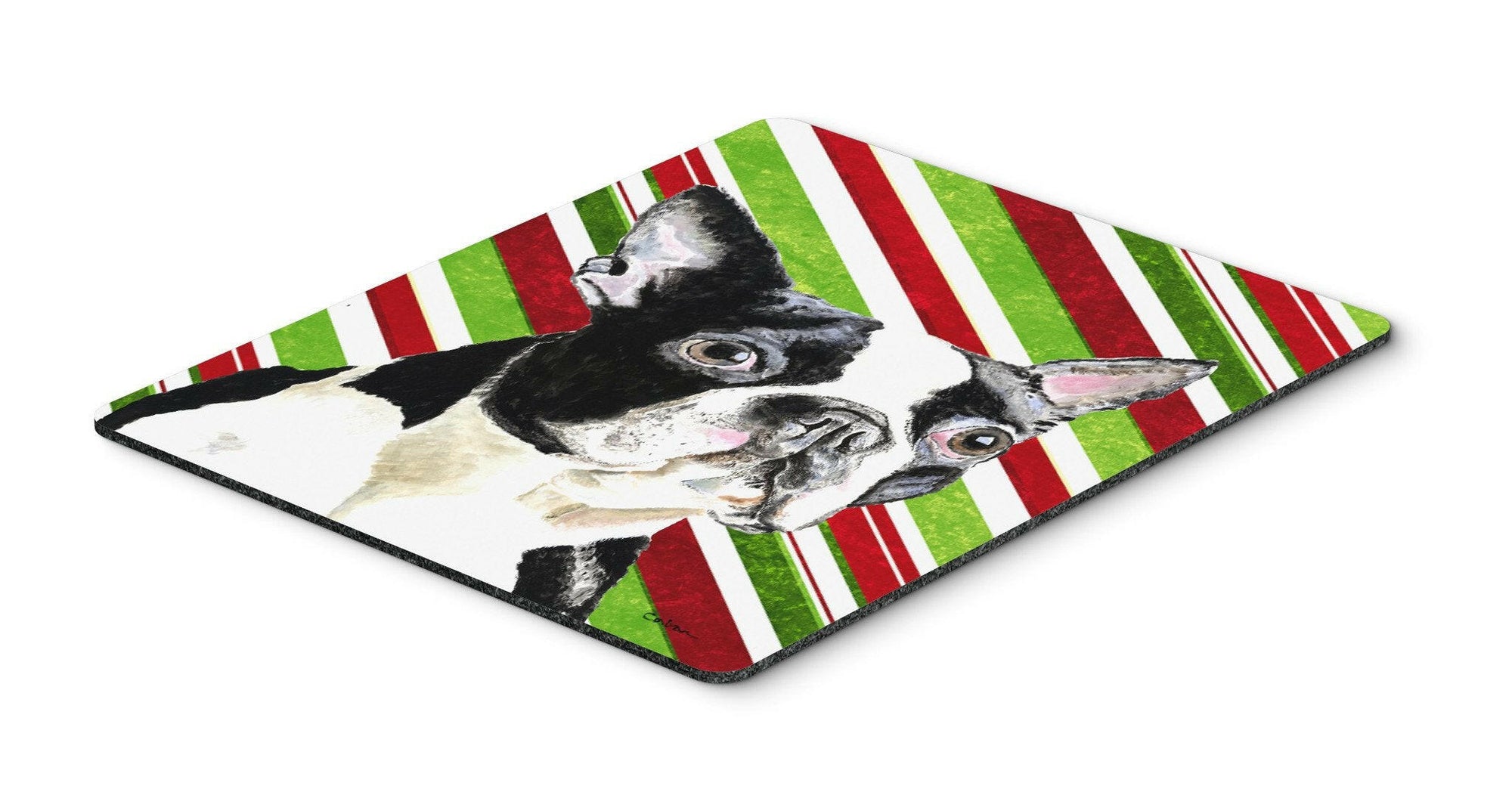 Boston Terrier Candy Cane Holiday Christmas Mouse Pad, Hot Pad or Trivet by Caroline's Treasures