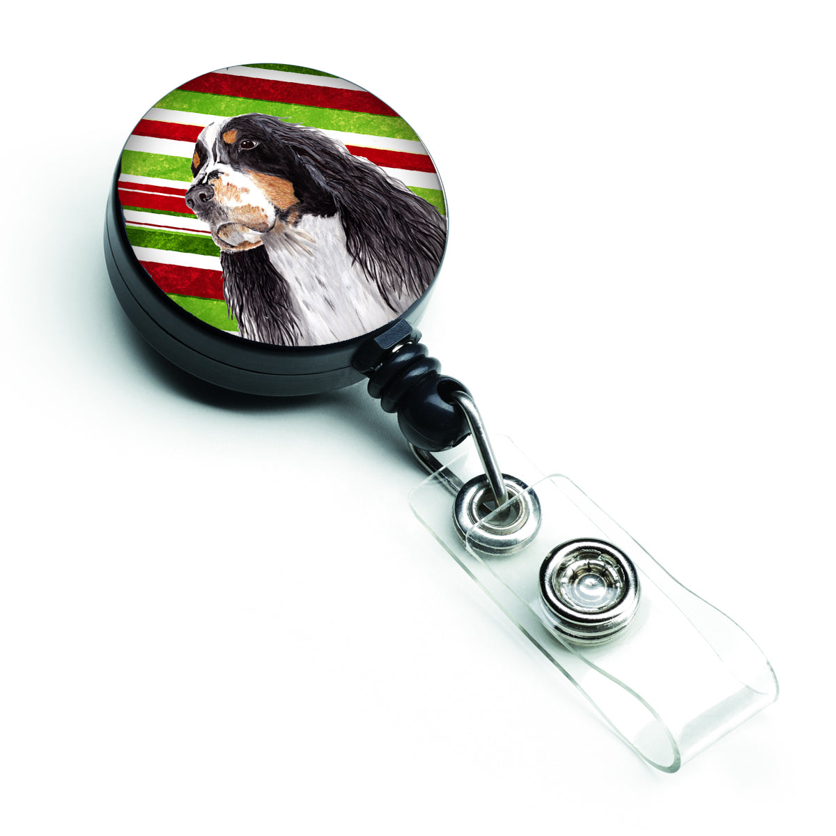 Springer Spaniel Candy Cane Holiday Christmas Retractable Badge Reel SC9321BR