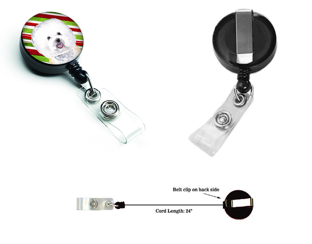 Bichon Frise Candy Cane Holiday Christmas Retractable Badge Reel SC9322BR  the-store.com.