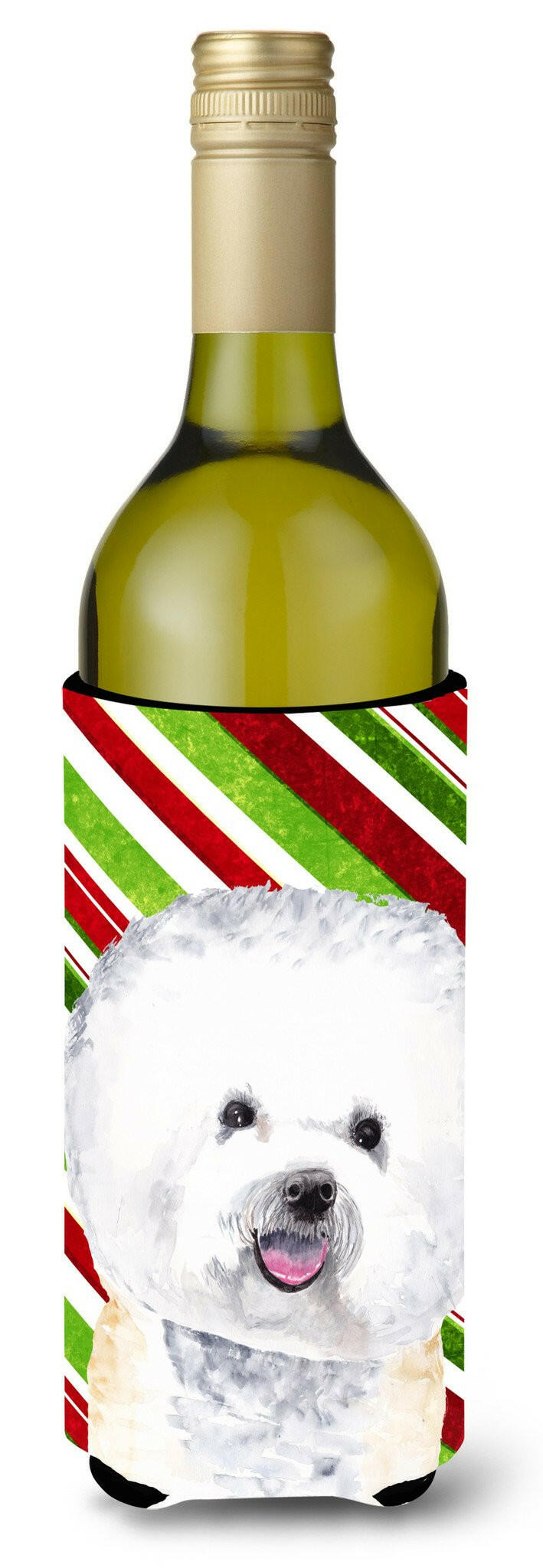 Bichon Frise Candy Cane Holiday Christmas Wine Bottle Beverage Insulator Beverage Insulator Hugger by Caroline's Treasures