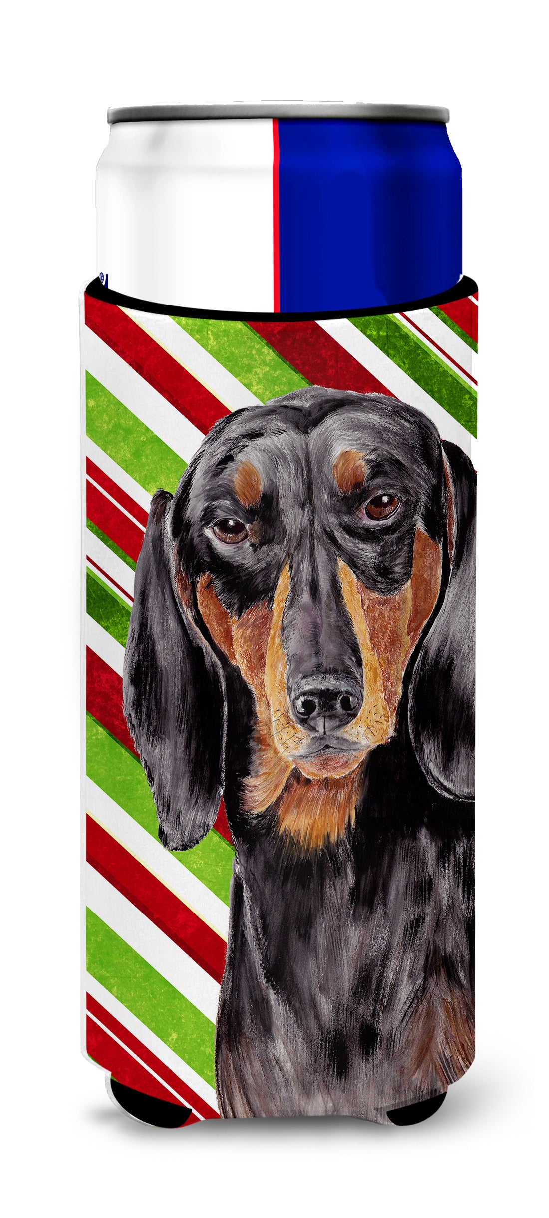 Dachshund Candy Cane Holiday Christmas Ultra Beverage Insulators for slim cans SC9323MUK