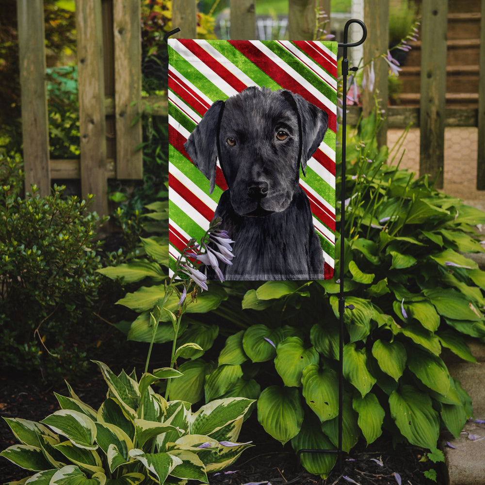 Labrador Candy Cane Holiday Christmas Flag Garden Size.