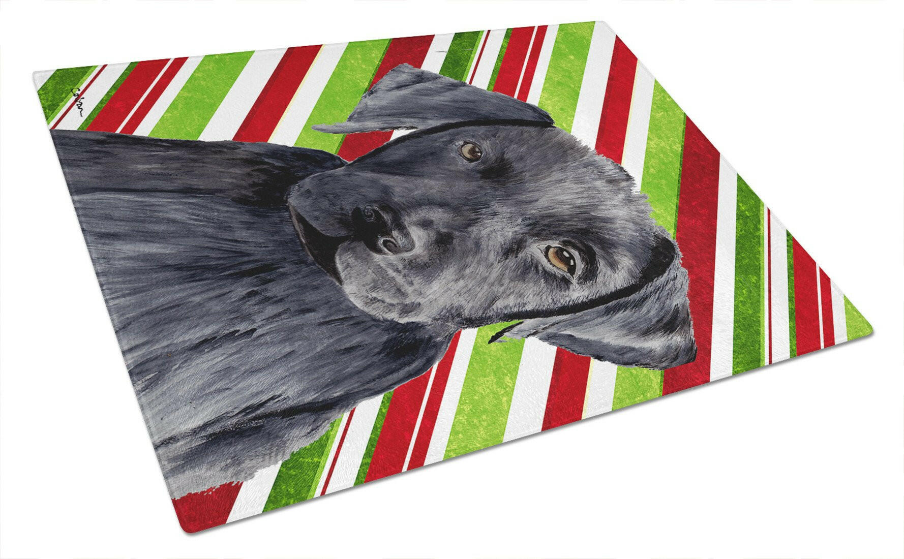Labrador Candy Cane Holiday Christmas Glass Cutting Board Large by Caroline's Treasures