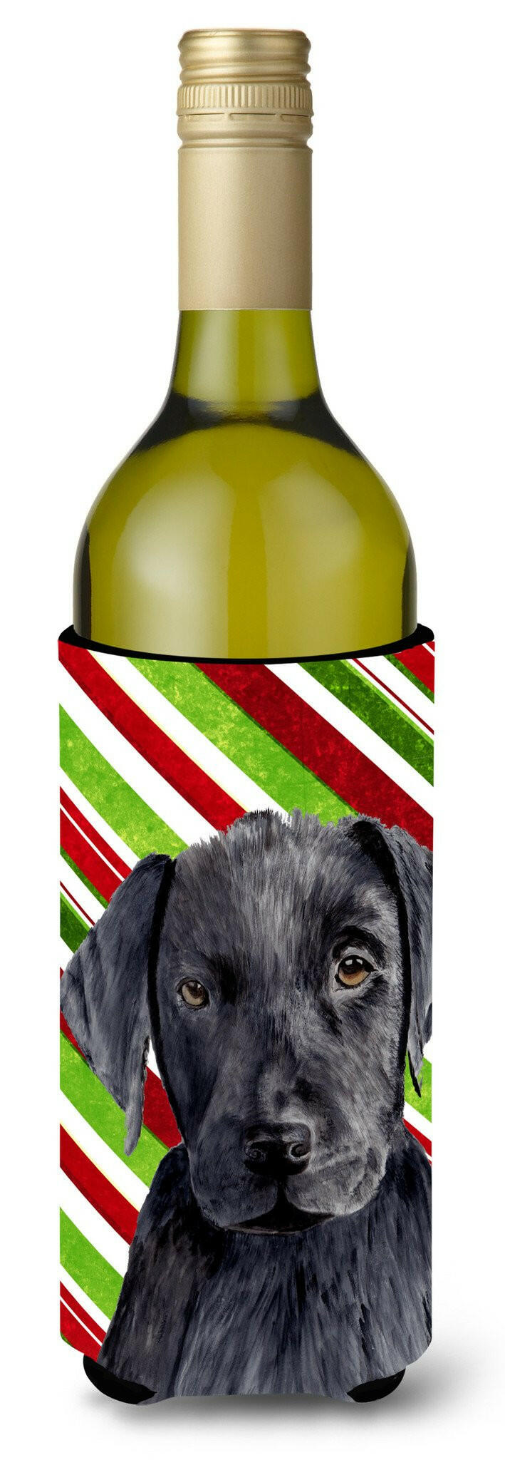 Labrador Candy Cane Holiday Christmas Wine Bottle Beverage Insulator Beverage Insulator Hugger SC9324LITERK by Caroline&#39;s Treasures