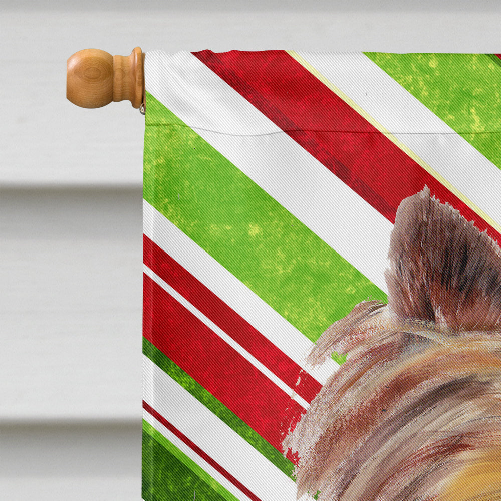 Yorkie Candy Cane Holiday Christmas Flag Canvas House Size  the-store.com.
