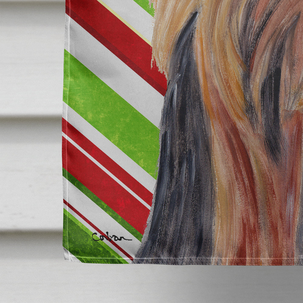 Yorkie Candy Cane Holiday Christmas Flag Canvas House Size  the-store.com.