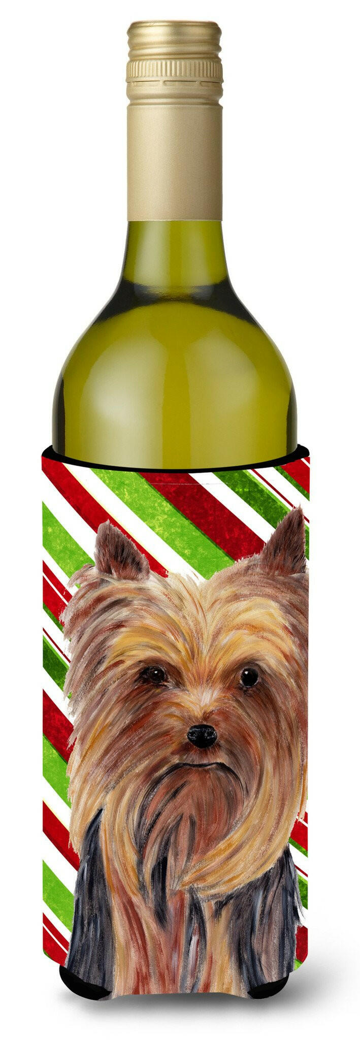 Yorkie Candy Cane Holiday Christmas Wine Bottle Beverage Insulator Beverage Insulator Hugger by Caroline's Treasures