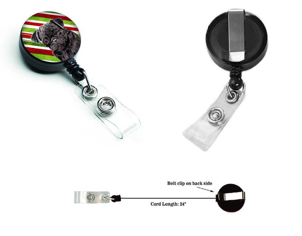 Pug Candy Cane Holiday Christmas Retractable Badge Reel SC9326BR  the-store.com.